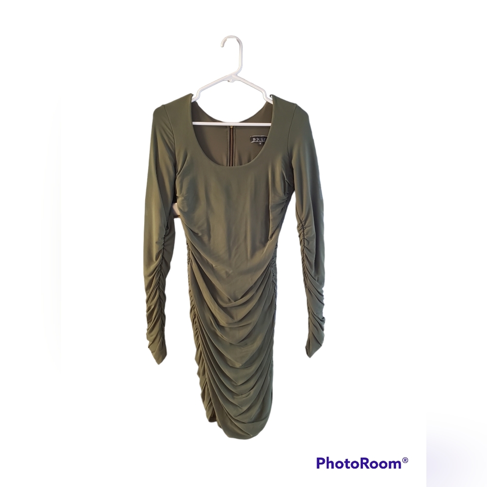 Green Fitted Long Sleeve Dress